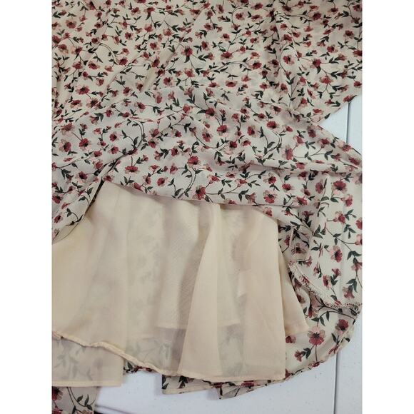 Hayden Tan Floral Print V-Neck Dolman Sleeve Boho Peplum Top Women's Size 2XL - Picture 11 of 12